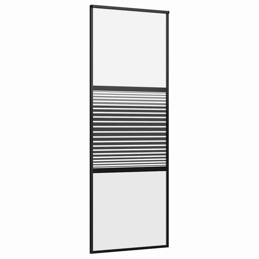 vidaXL Glastür Gestreift Schwarz 76 x 2 x 205 cm Aluminium