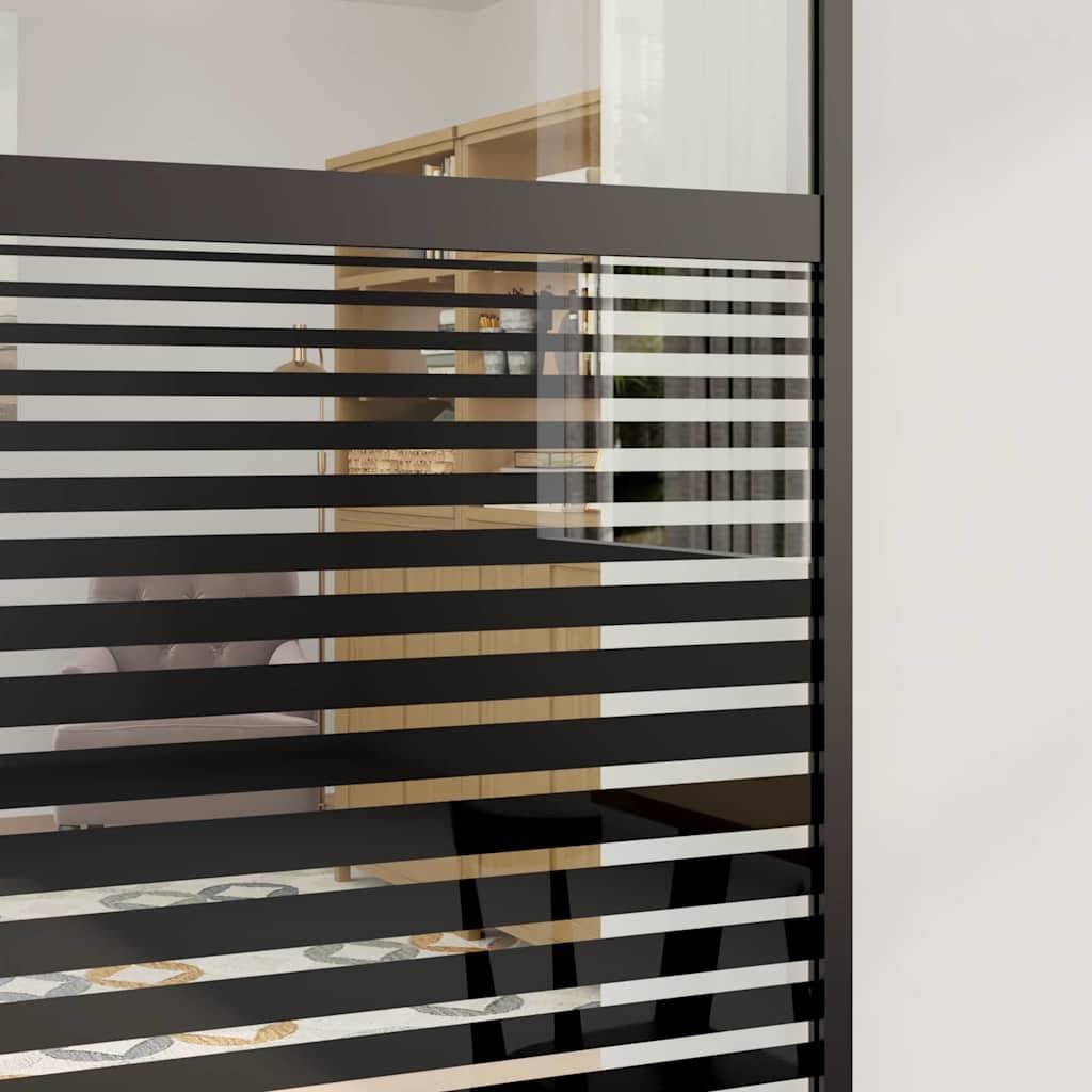 vidaXL Glastür Gestreift Schwarz 76 x 2 x 205 cm Aluminium