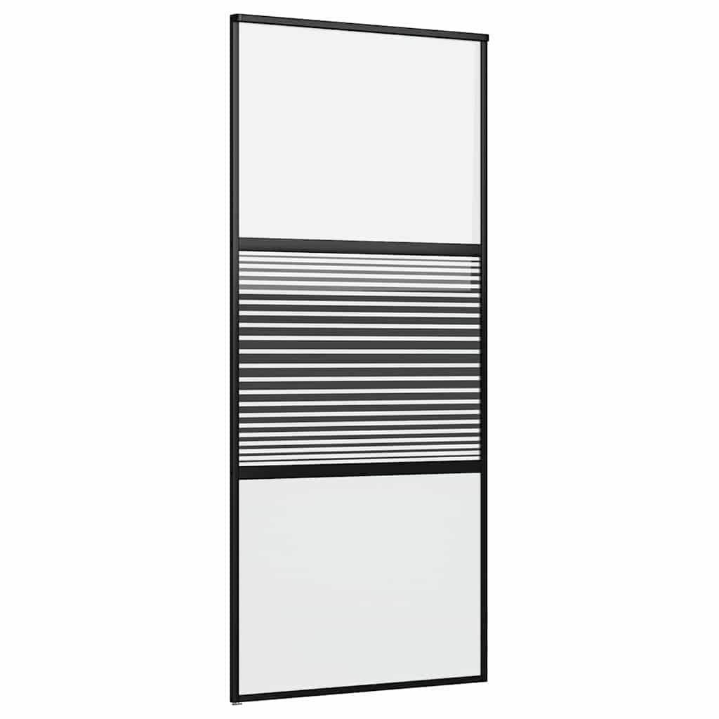 vidaXL Glastür Gestreift Schwarz 90 x 2 x 205 cm Aluminium