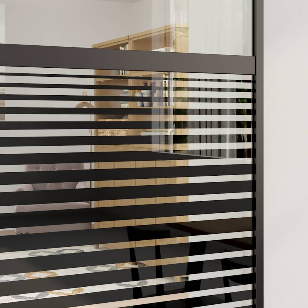 vidaXL Glastür Gestreift Schwarz 90 x 2 x 205 cm Aluminium