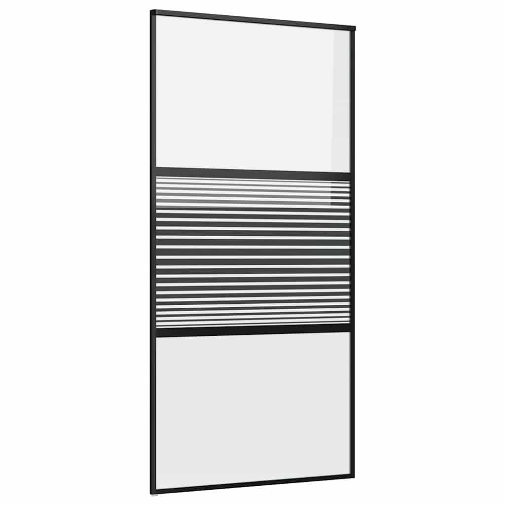 vidaXL Glastür Gestreift Schwarz 102,5 x 2 x 205 cm Aluminium