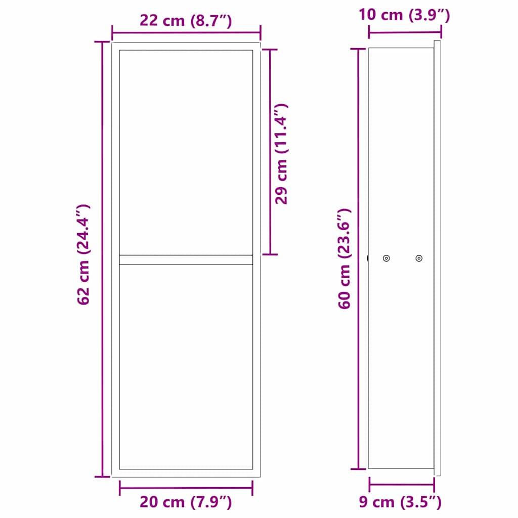 vidaXL Duschnische Schwarz 60 x 20 x 9,5 cm Edelstahl