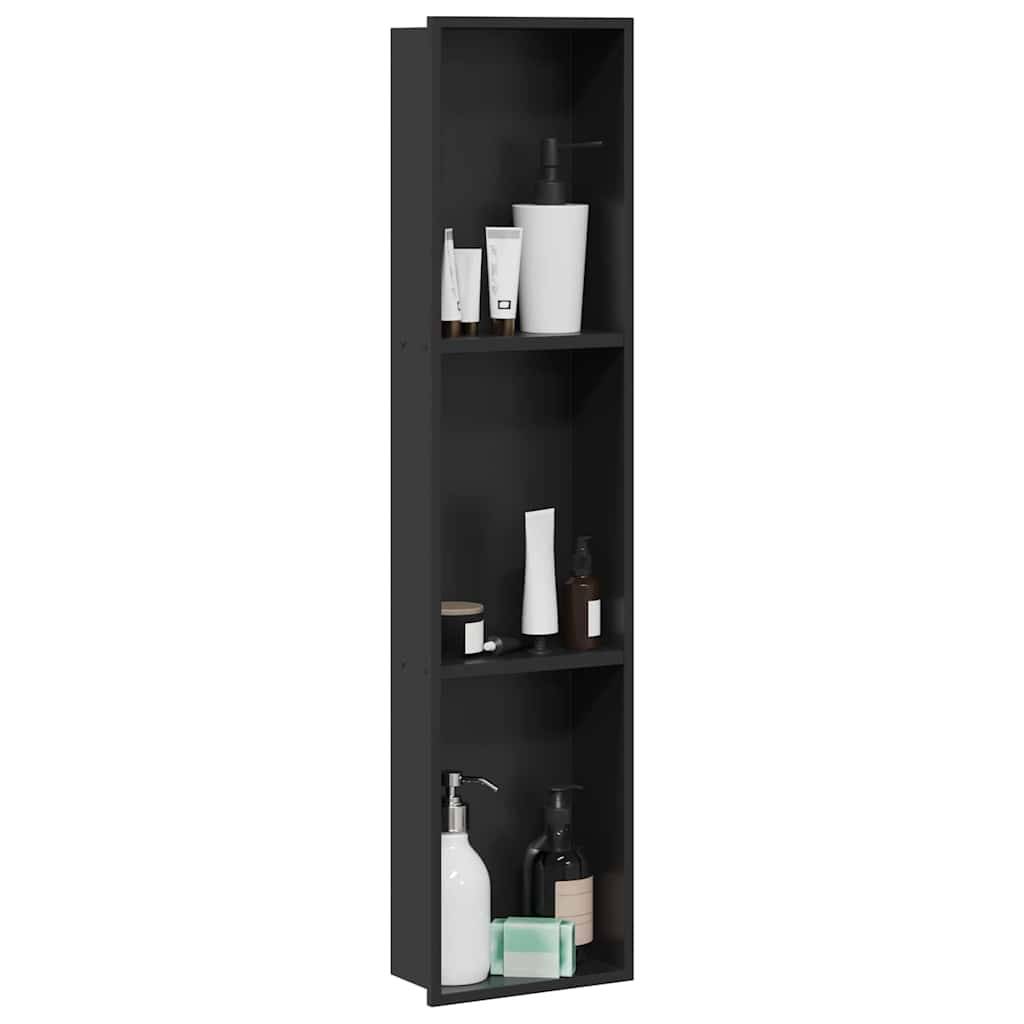 vidaXL Duschnische Schwarz 90 x 20 x 9,5 cm Edelstahl