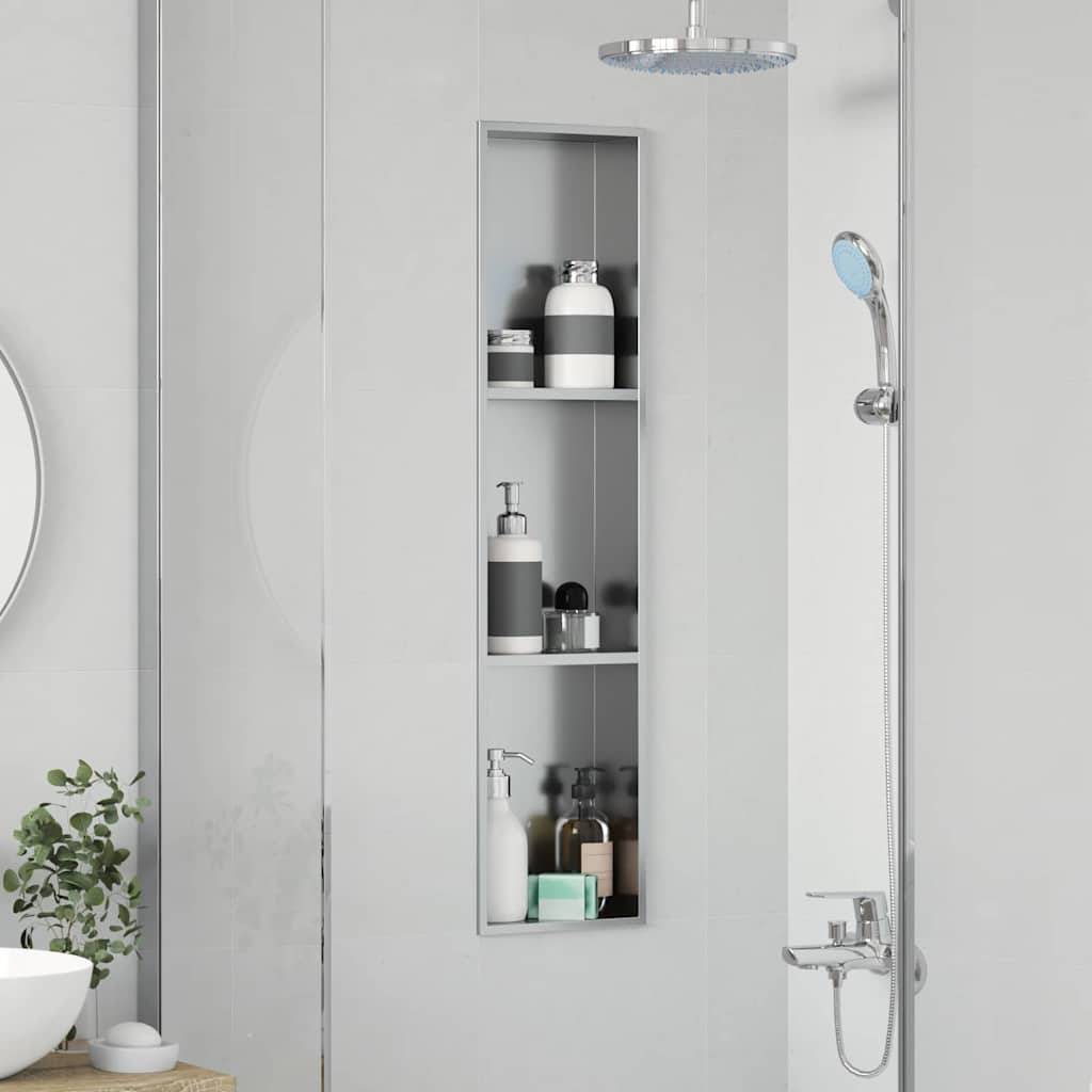 vidaXL Duschnische Silber 90 x 20 x 9,5 cm Edelstahl