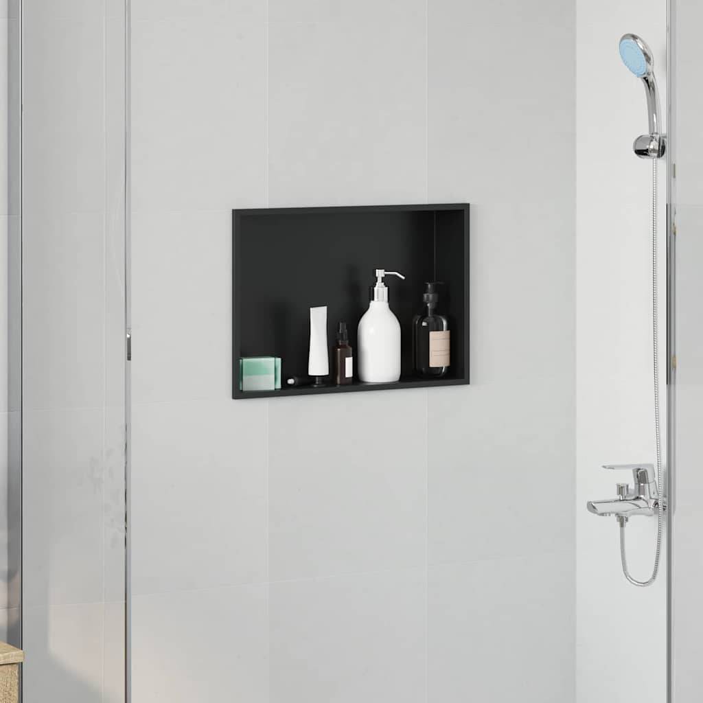 vidaXL Duschnische Schwarz 45 x 30 x 9,5 cm Edelstahl