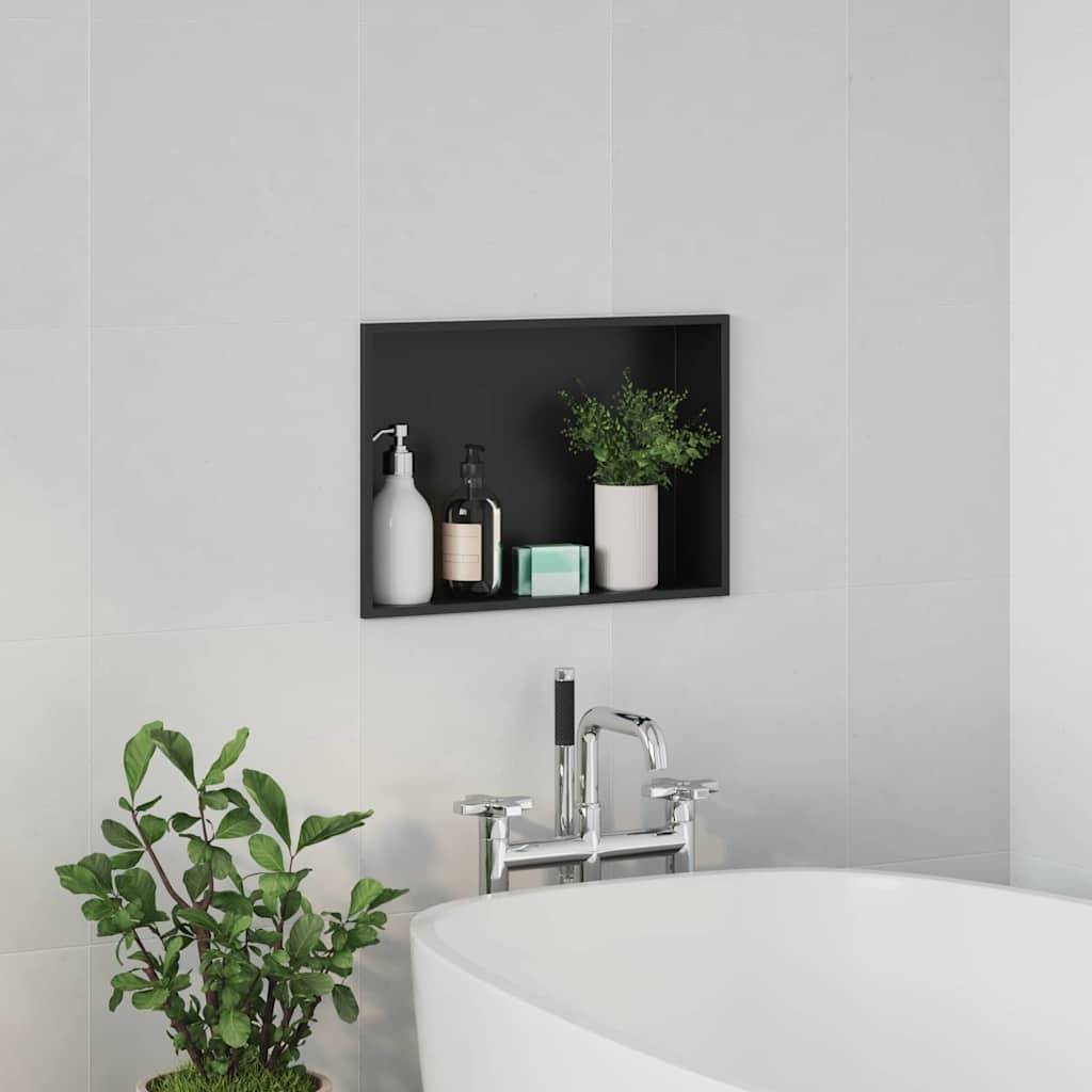 vidaXL Duschnische Schwarz 45 x 30 x 9,5 cm Edelstahl