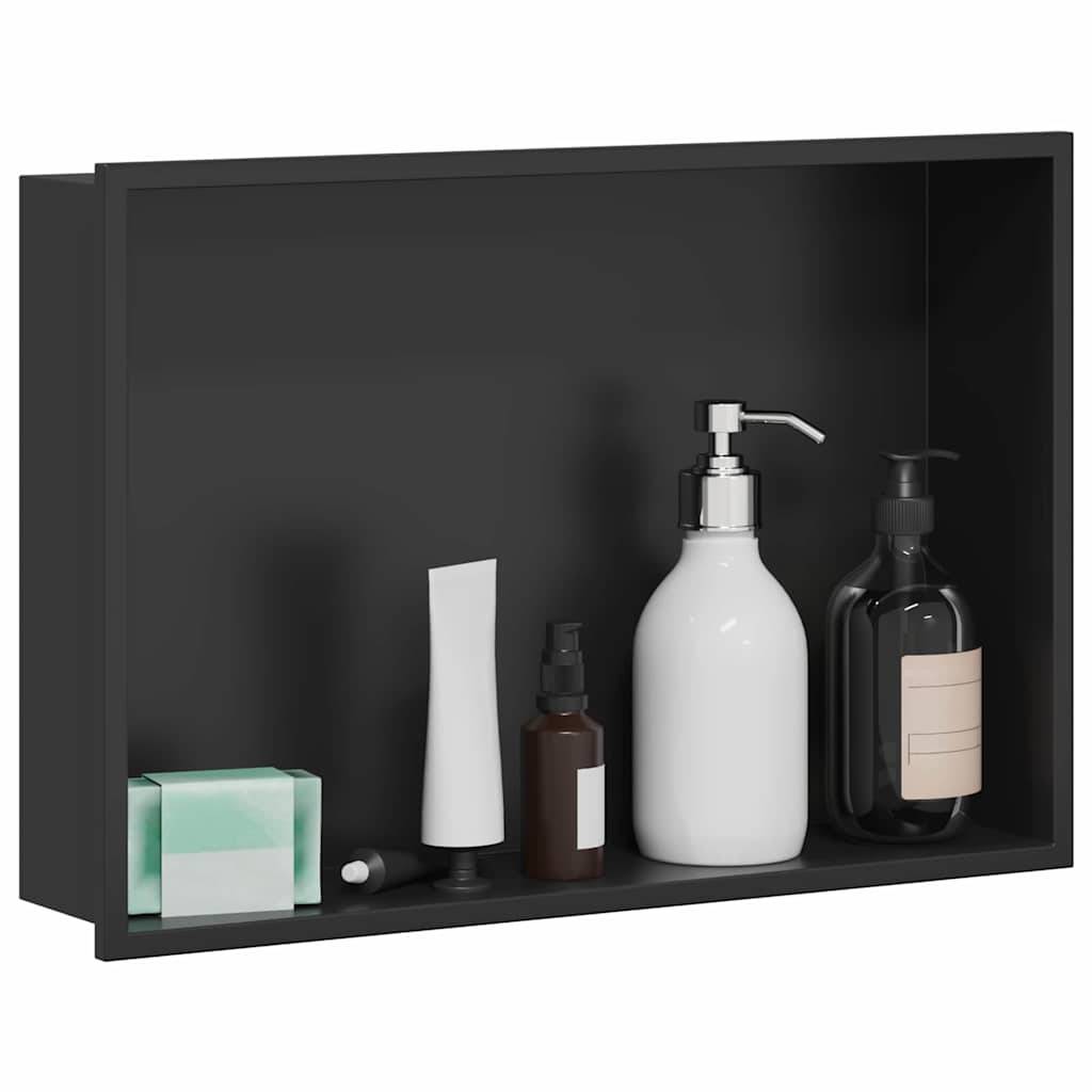 vidaXL Duschnische Schwarz 45 x 30 x 9,5 cm Edelstahl