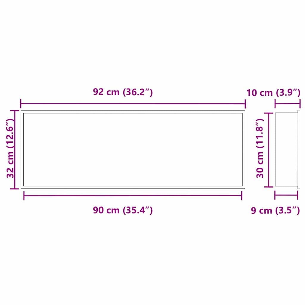 vidaXL Duschnische Schwarz 90 x 30 x 9,5 cm Edelstahl