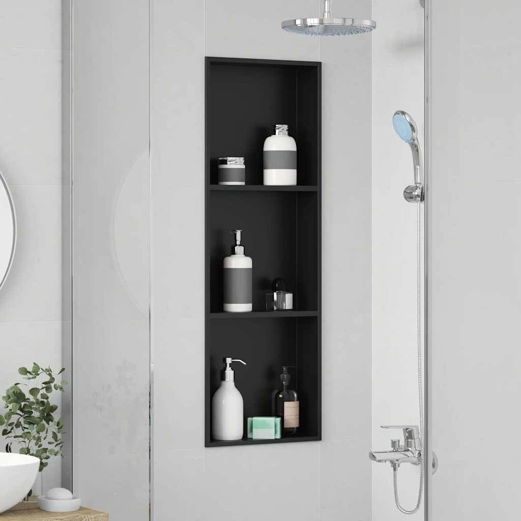 vidaXL Duschnische Schwarz 92 x 32 x 10 cm Edelstahl