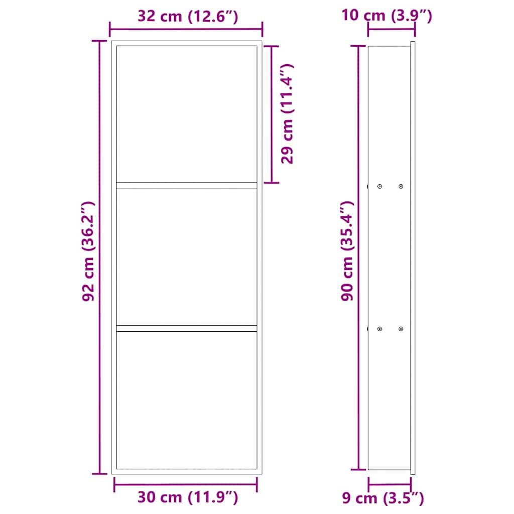 vidaXL Duschnische Silber 90 x 30 x 9,5 cm Edelstahl
