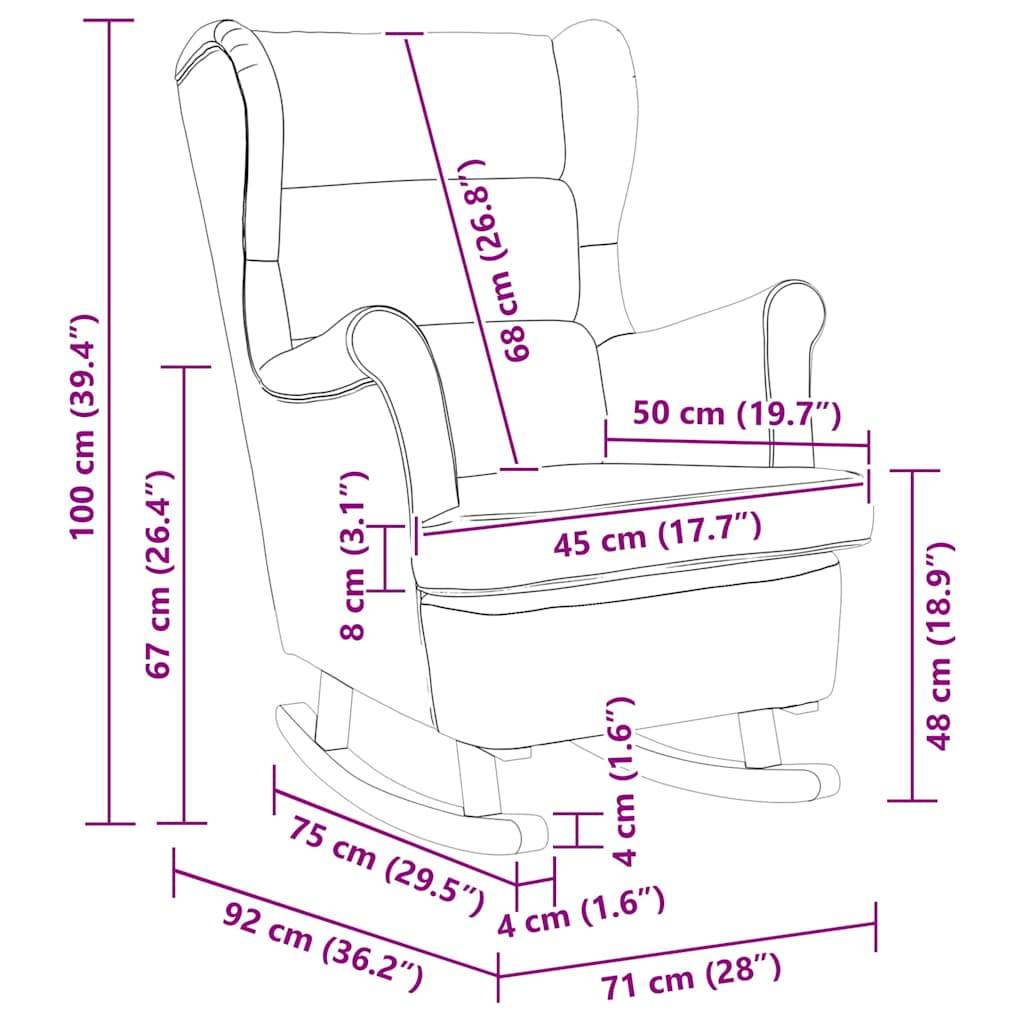 vidaXL Schaukelstuhl mit Kissen Schwarz 92 x 71 x 100 cm Sperrholz