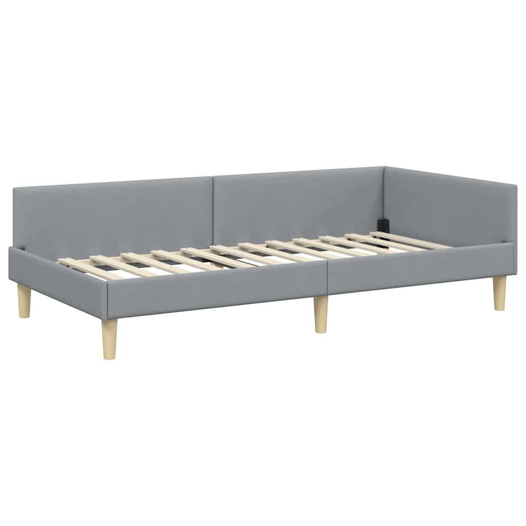 vidaXL Eckbettgestell Hellgrau 80 x 200 cm Stoff