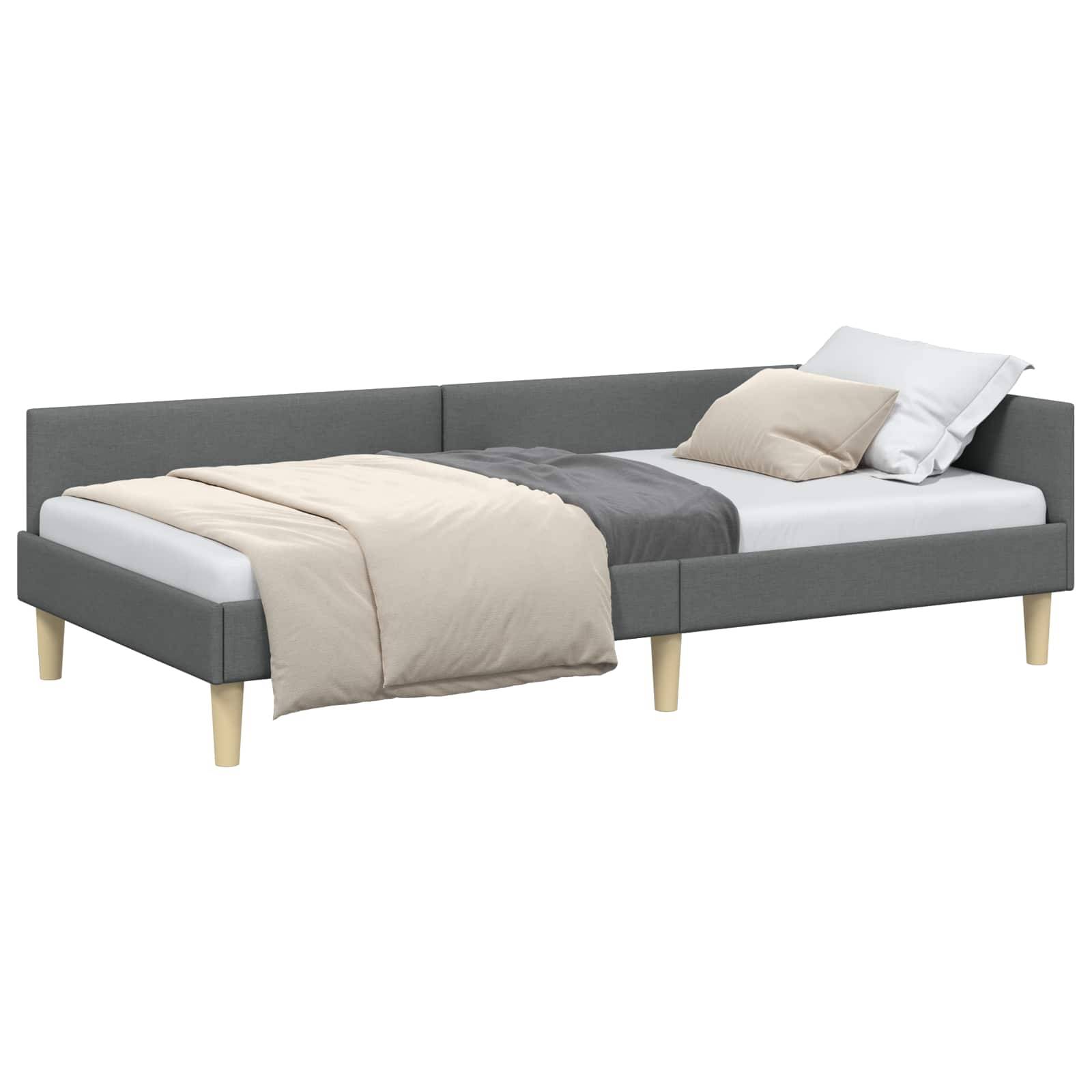 vidaXL Eckbettgestell Dunkelgrau 90 x 190 cm Stoff