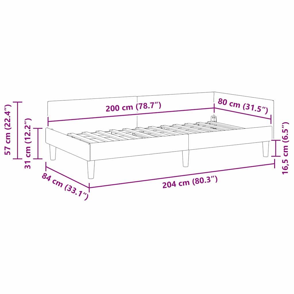 vidaXL Eckbettgestell mit Kopfteil Blau 80 cm x 200 cm Samt