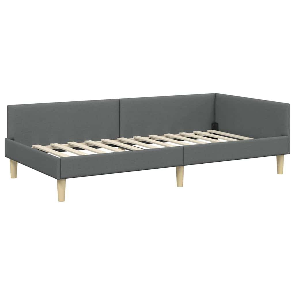 vidaXL Eckbettgestell Dunkelgrau 90 x 190 cm Stoff