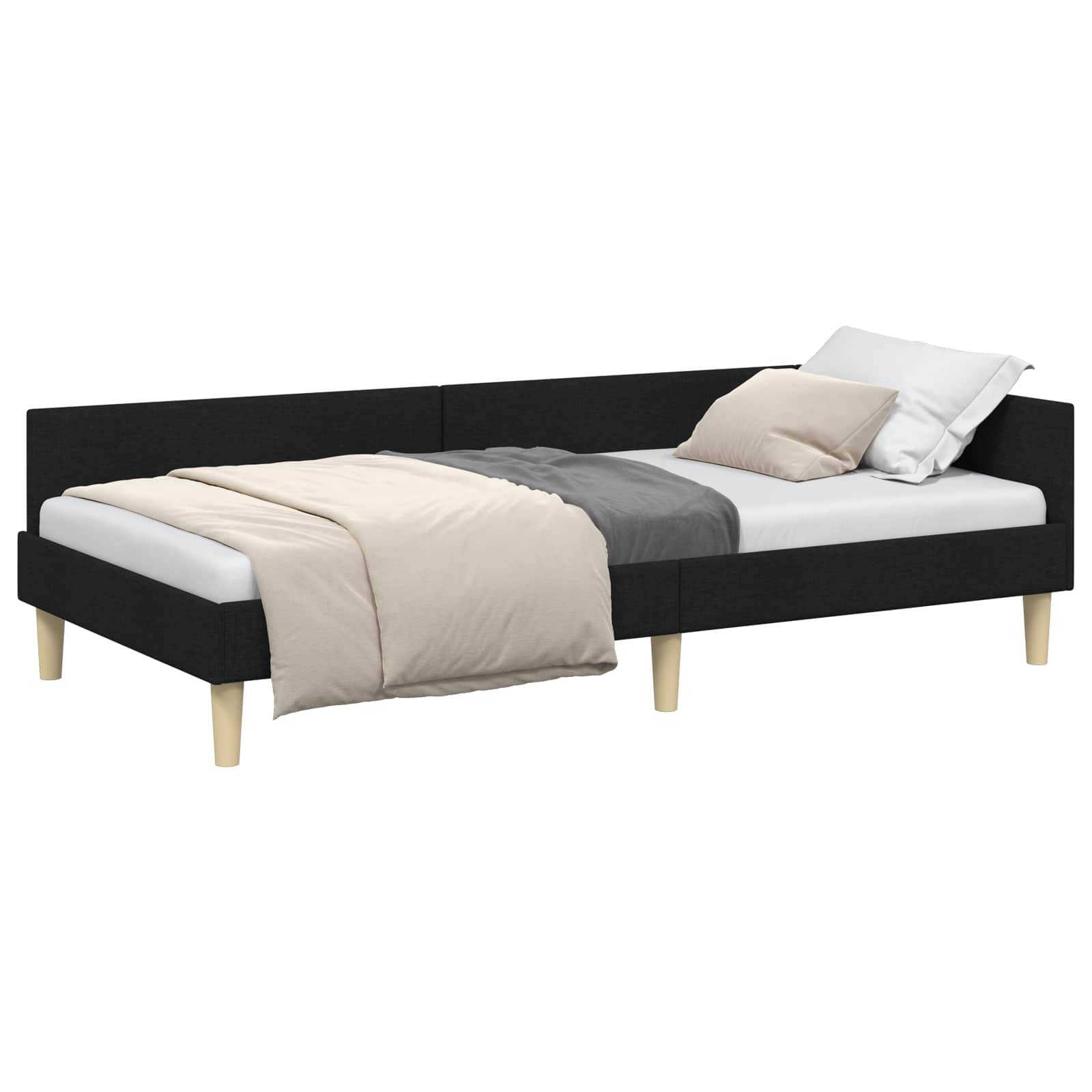 vidaXL Eckbettgestell Schwarz 100 x 200 cm Stoff