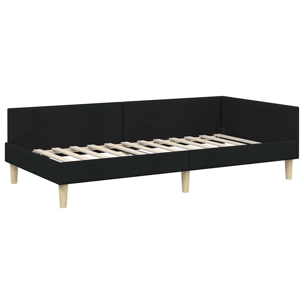 vidaXL Eckbettgestell Schwarz 100 x 200 cm Stoff