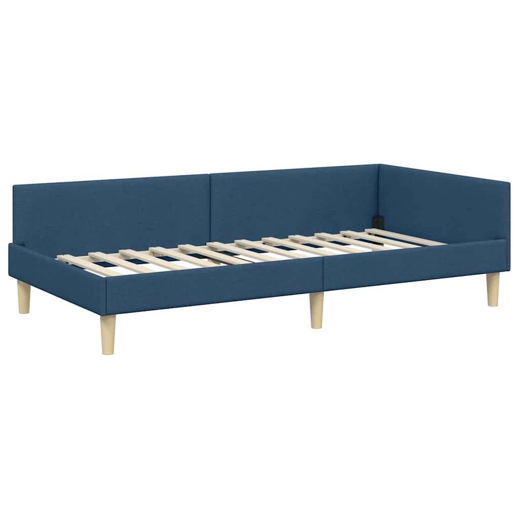 vidaXL Eckbettgestell Blau 80 x 200 cm Stoff