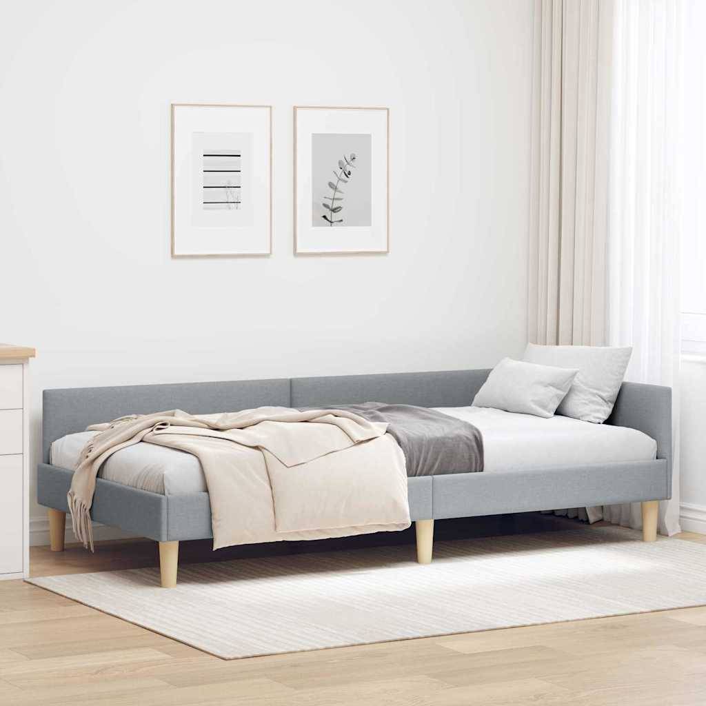 vidaXL Eckbettgestell Hellgrau 80 x 200 cm Stoff