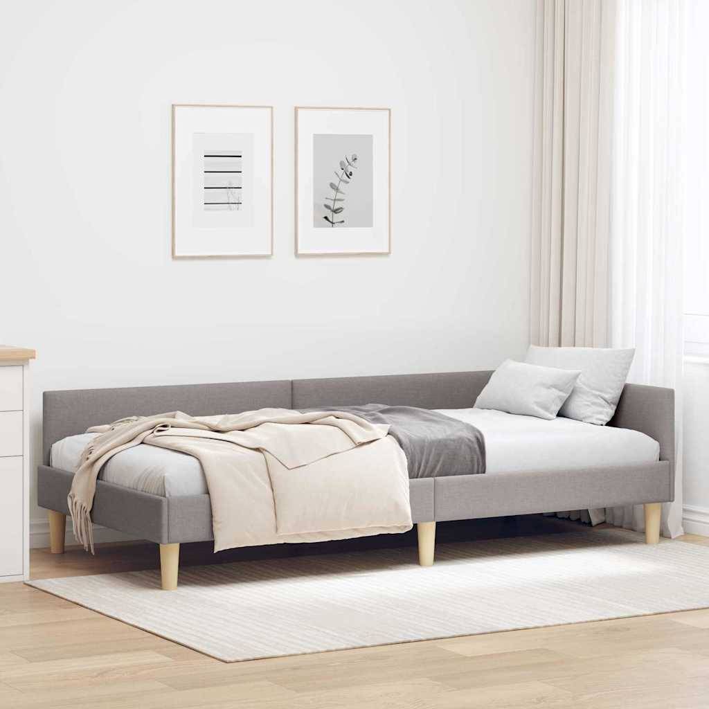 vidaXL Eckbettgestell Taupe 100 x 200 cm Stoff