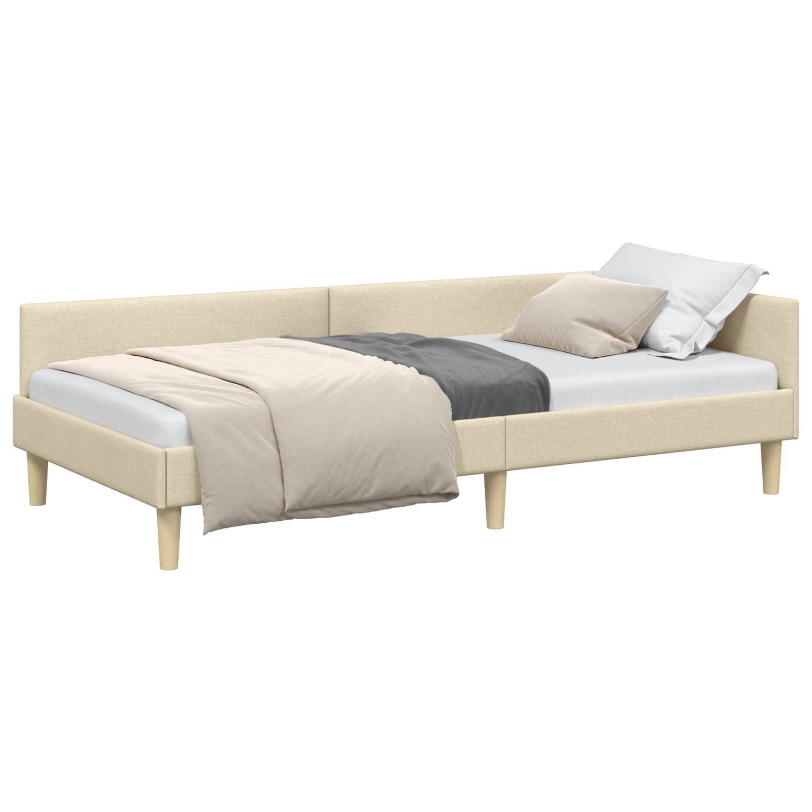 vidaXL Eckbettgestell Creme 90 x 190 cm Stoff