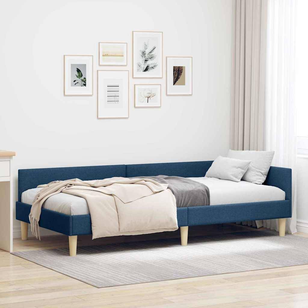 vidaXL Eckbettgestell Blau 100 x 200 cm Stoff
