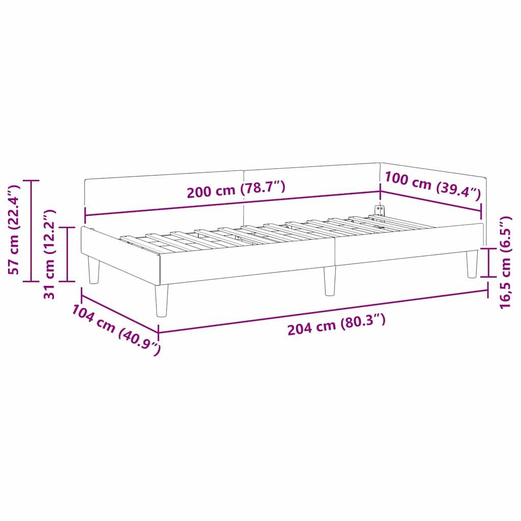 vidaXL Eckbettgestell Schwarz 100 x 200 cm Stoff