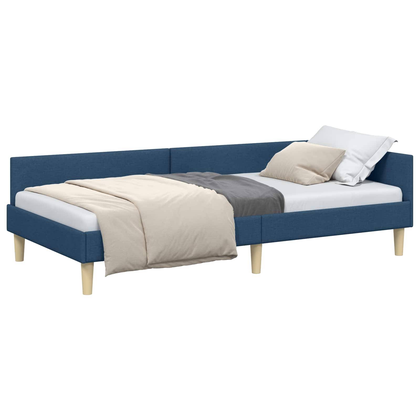 vidaXL Eckbettgestell Blau 80 x 200 cm Stoff
