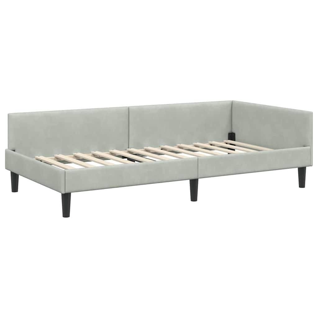 vidaXL Eckbettgestell mit Kopfteil Hellgrau 80 cm x 200 cm Samt