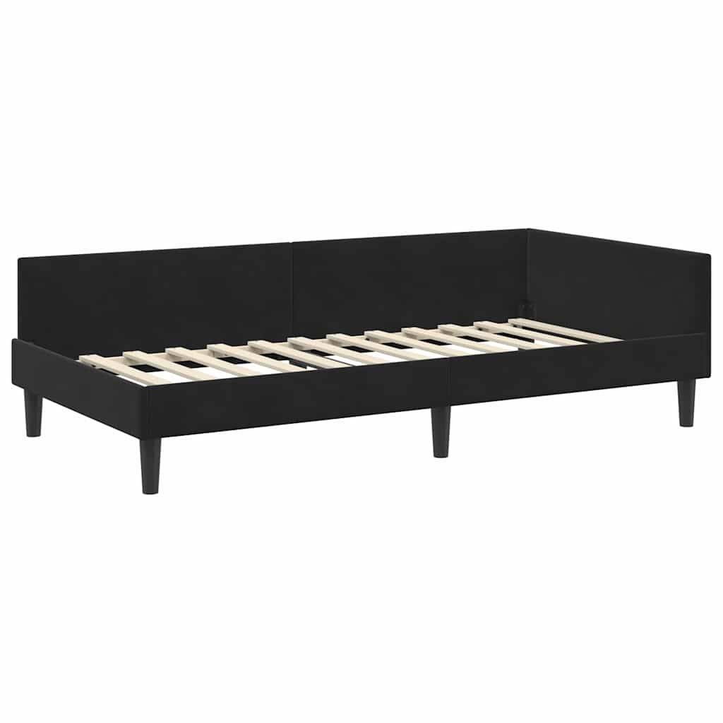 vidaXL Eckbettgestell mit Kopfteil Schwarz 90 cm x 200 cm Samt