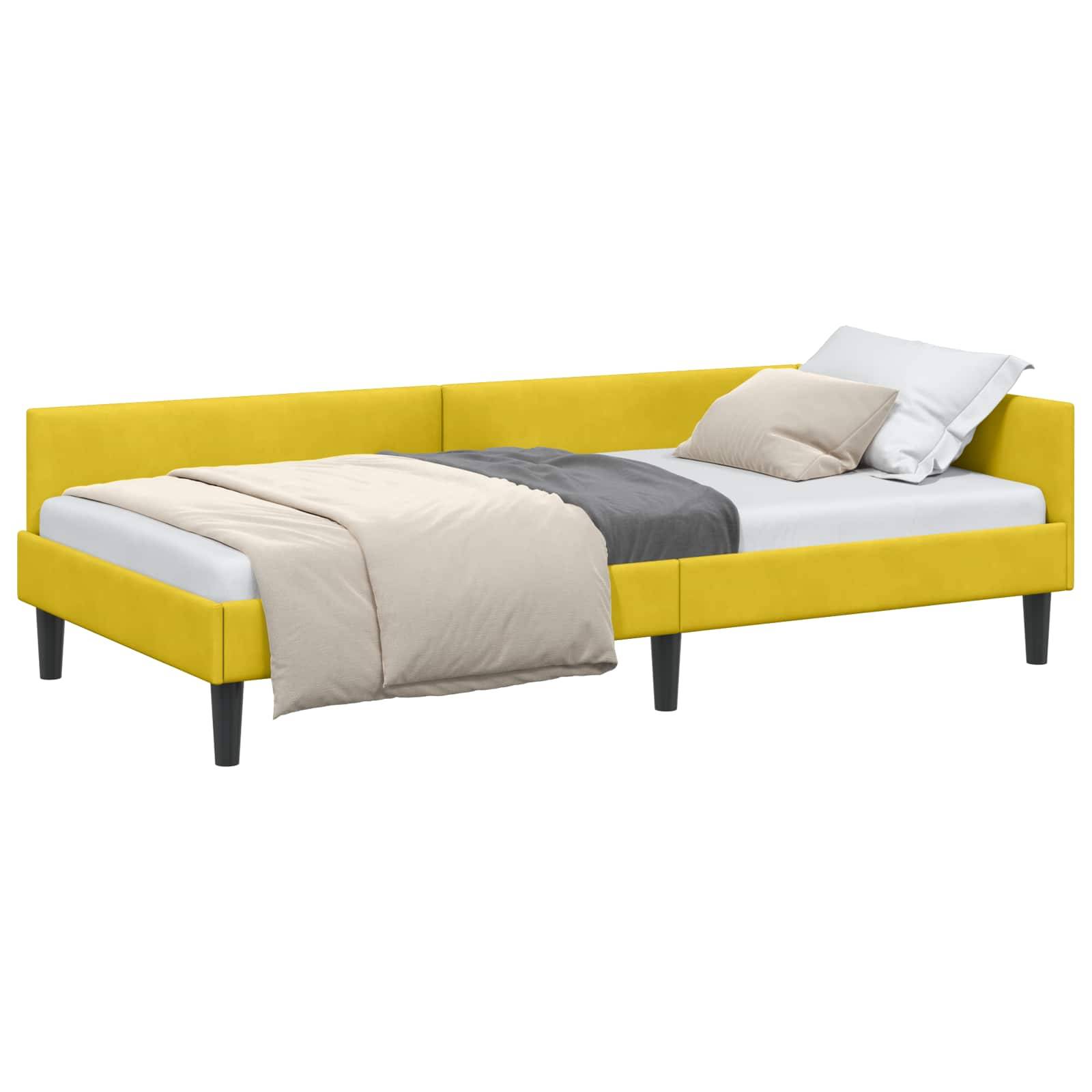 vidaXL Eckbettgestell mit Kopfteil Gelb 90 cm x 200 cm Samt