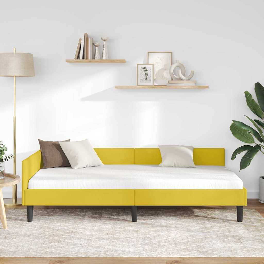 vidaXL Eckbettgestell mit Kopfteil Gelb 80 cm x 200 cm Samt