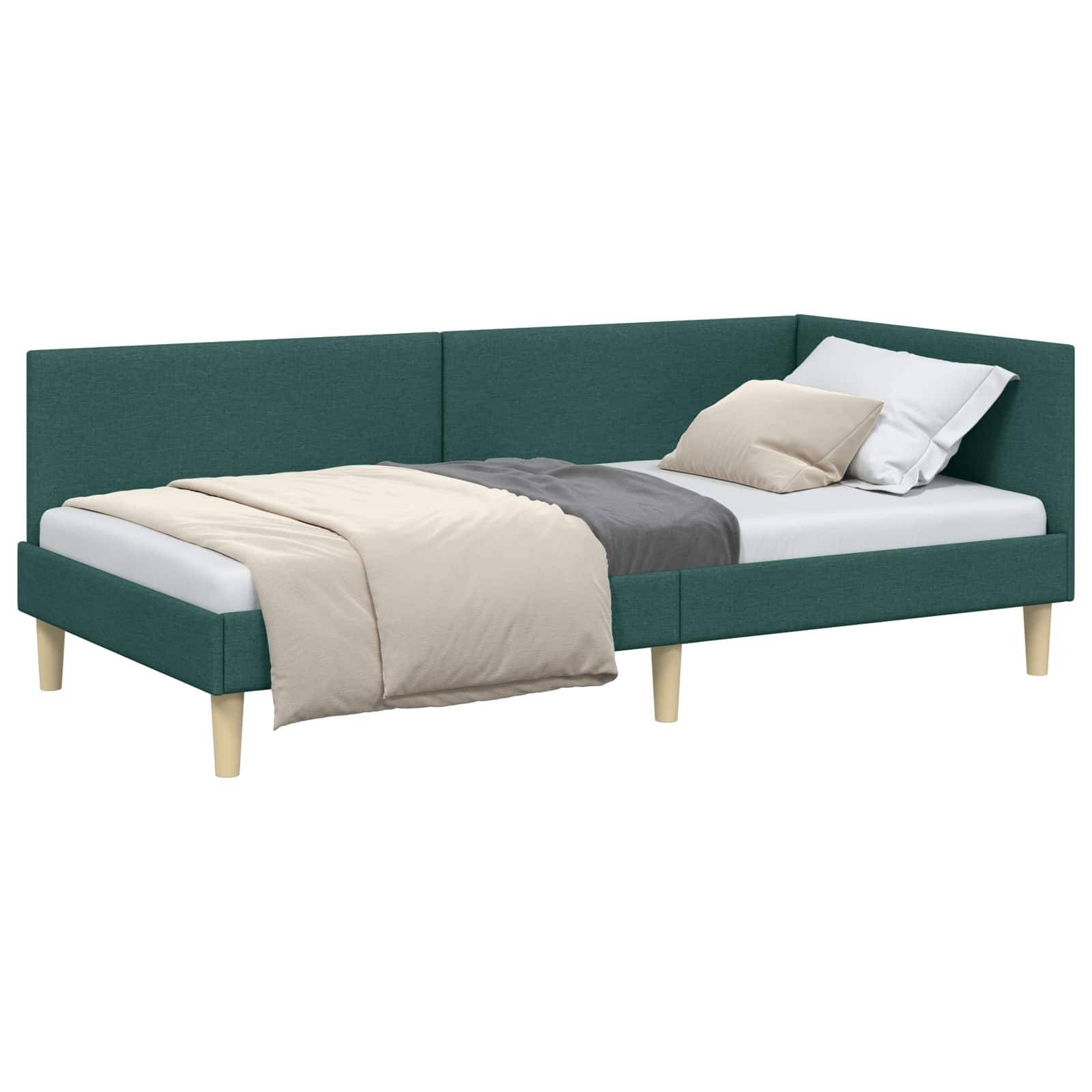 vidaXL Eckbettgestell Dunkelgrün 80 cm x 200 cm Stoff und Sperrholz