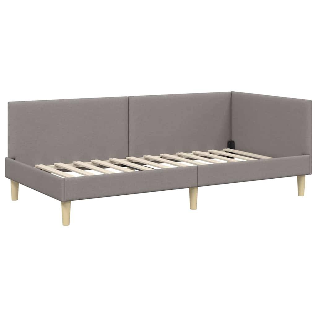 vidaXL Eckbettgestell Taupe 80 cm x 200 cm Stoff und Sperrholz