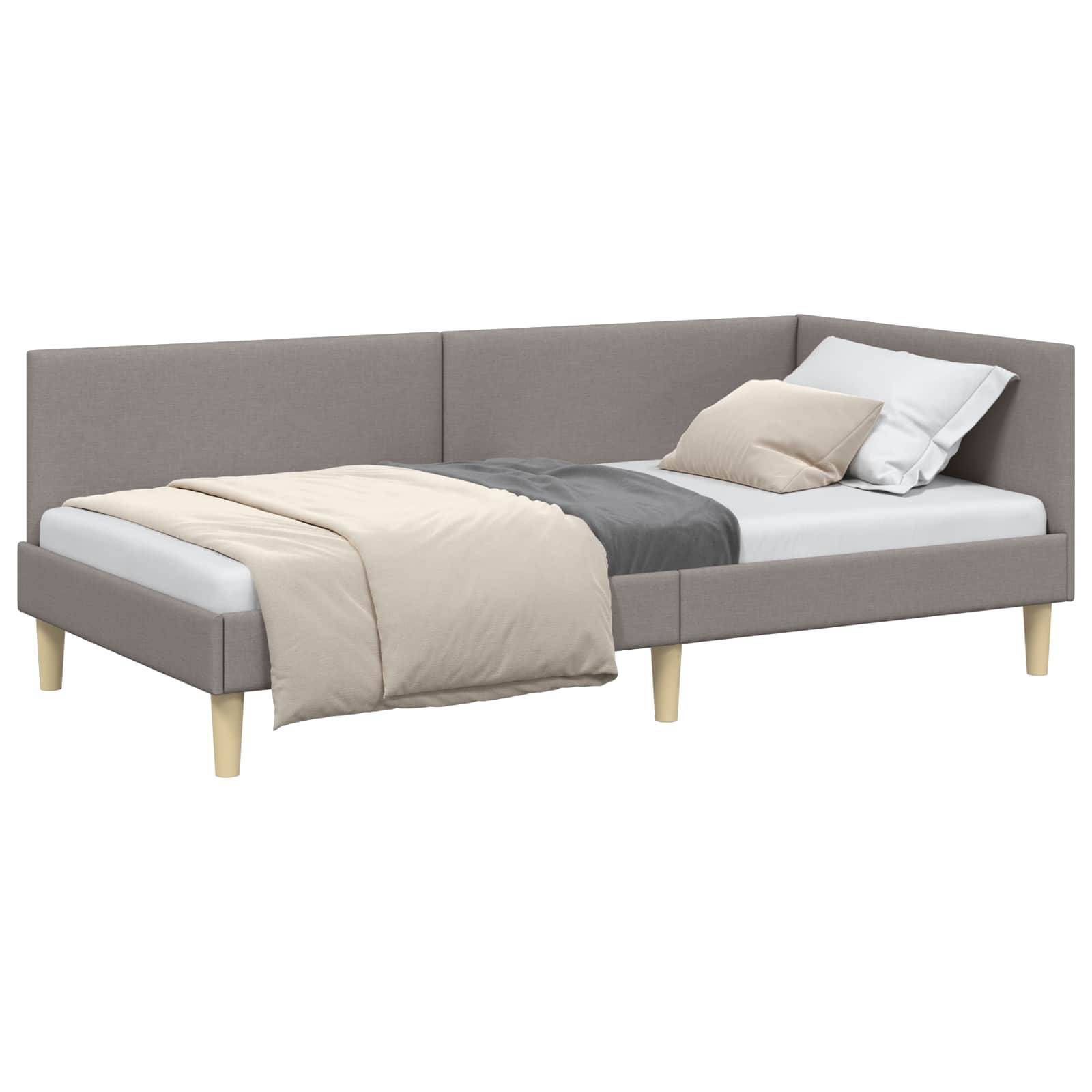 vidaXL Eckbettgestell Taupe 80 cm x 200 cm Stoff und Sperrholz
