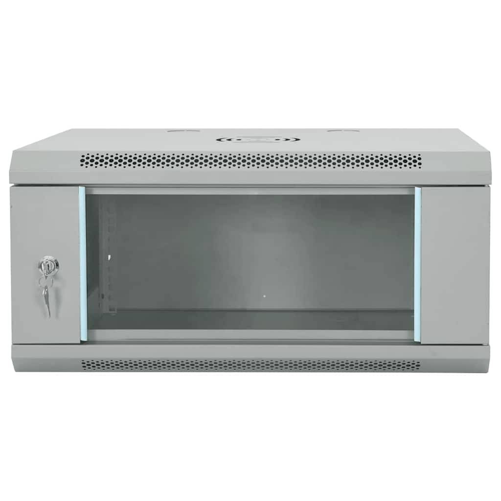 vidaXL Netzwerkschrank mit Speicher Grau 60 x 35 x 28 cm Stahl