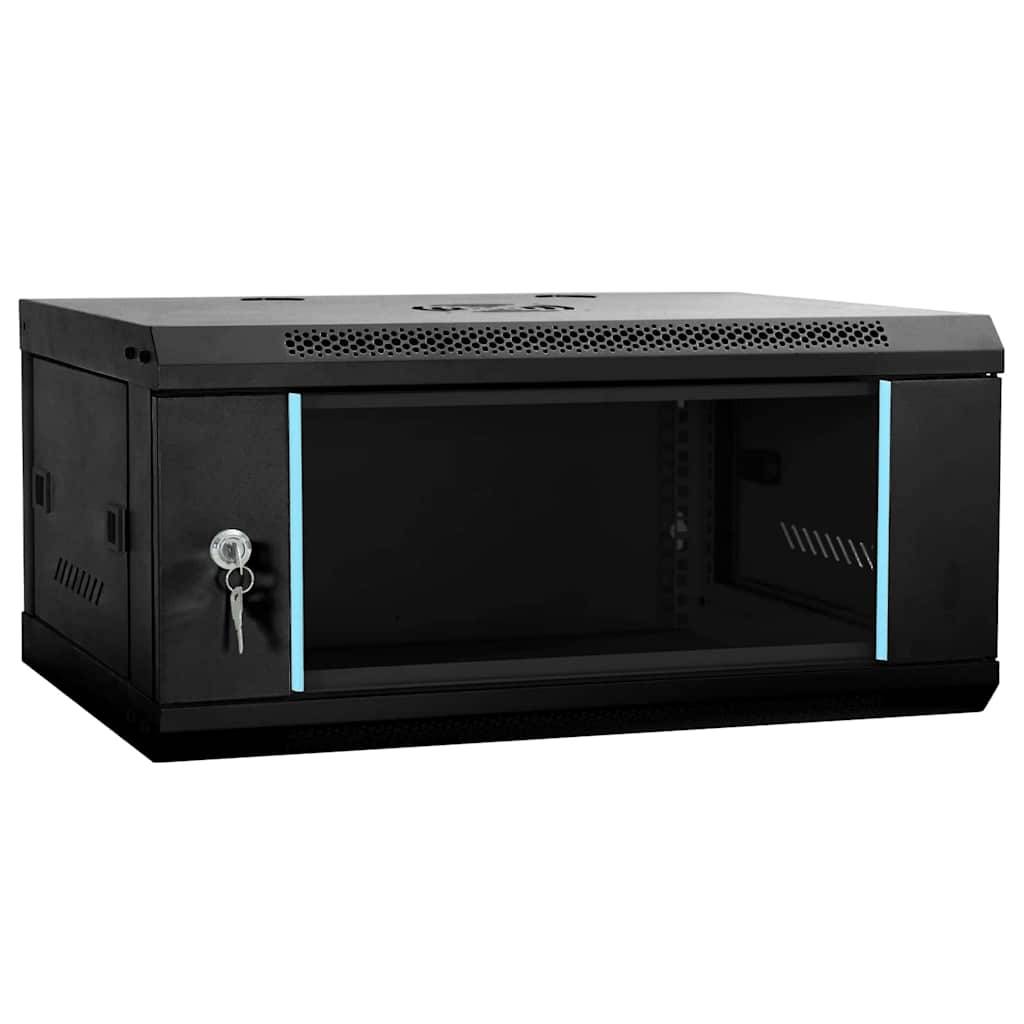 vidaXL Netzwerkschrank mit Speicher Schwarz 60 x 35 x 28 cm Stahl