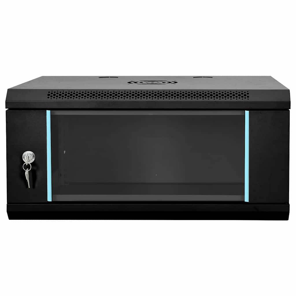 vidaXL Netzwerkschrank mit Speicher Schwarz 60 x 35 x 28 cm Stahl