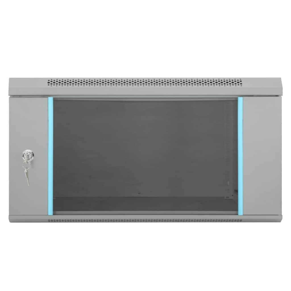 vidaXL Netzwerkschrank mit Speicher Grau 60 x 60 x 35 cm Stahl