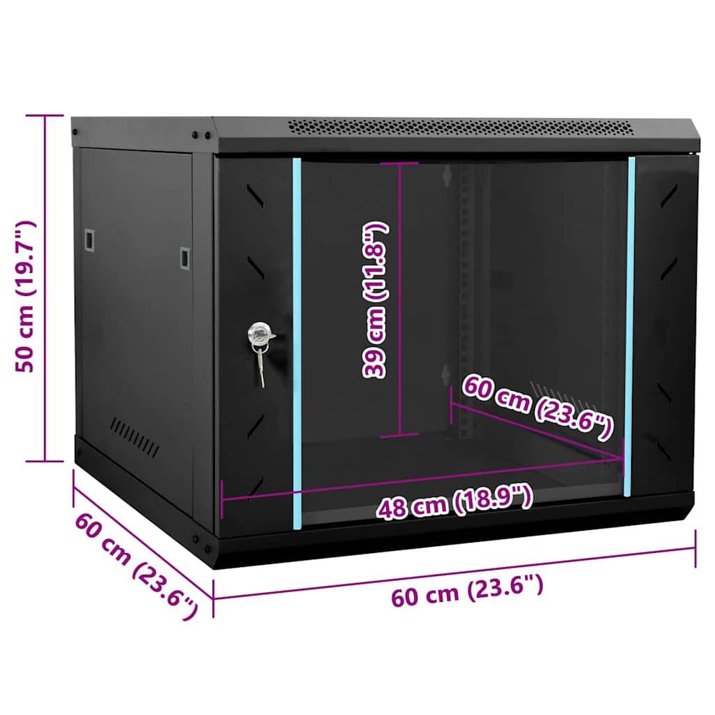 vidaXL Netzwerkschrank mit Speicher Schwarz 60 x 60 x 50 cm Stahl