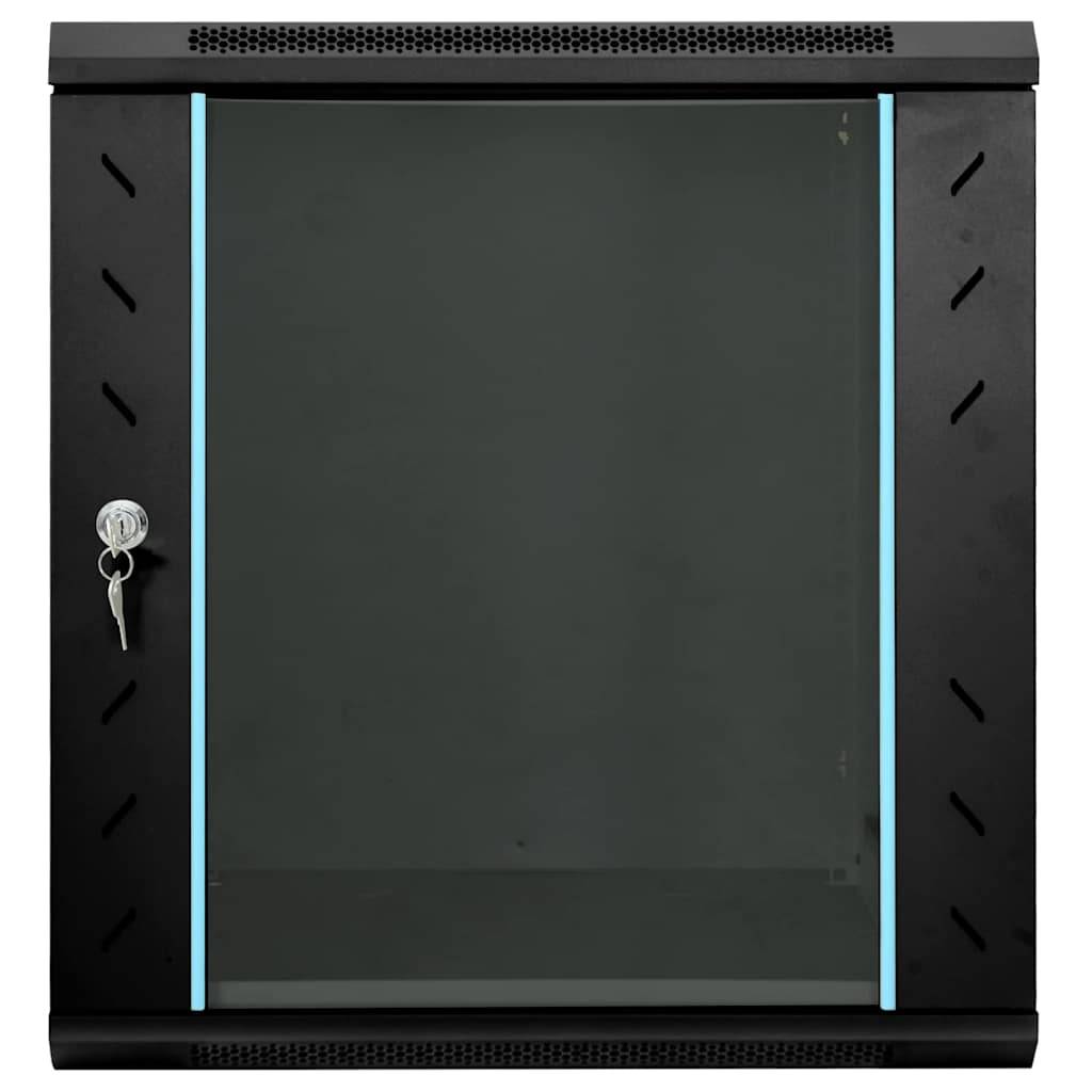 vidaXL Netzwerkschrank mit Speicher Schwarz 60 x 45 x 65 cm Stahl