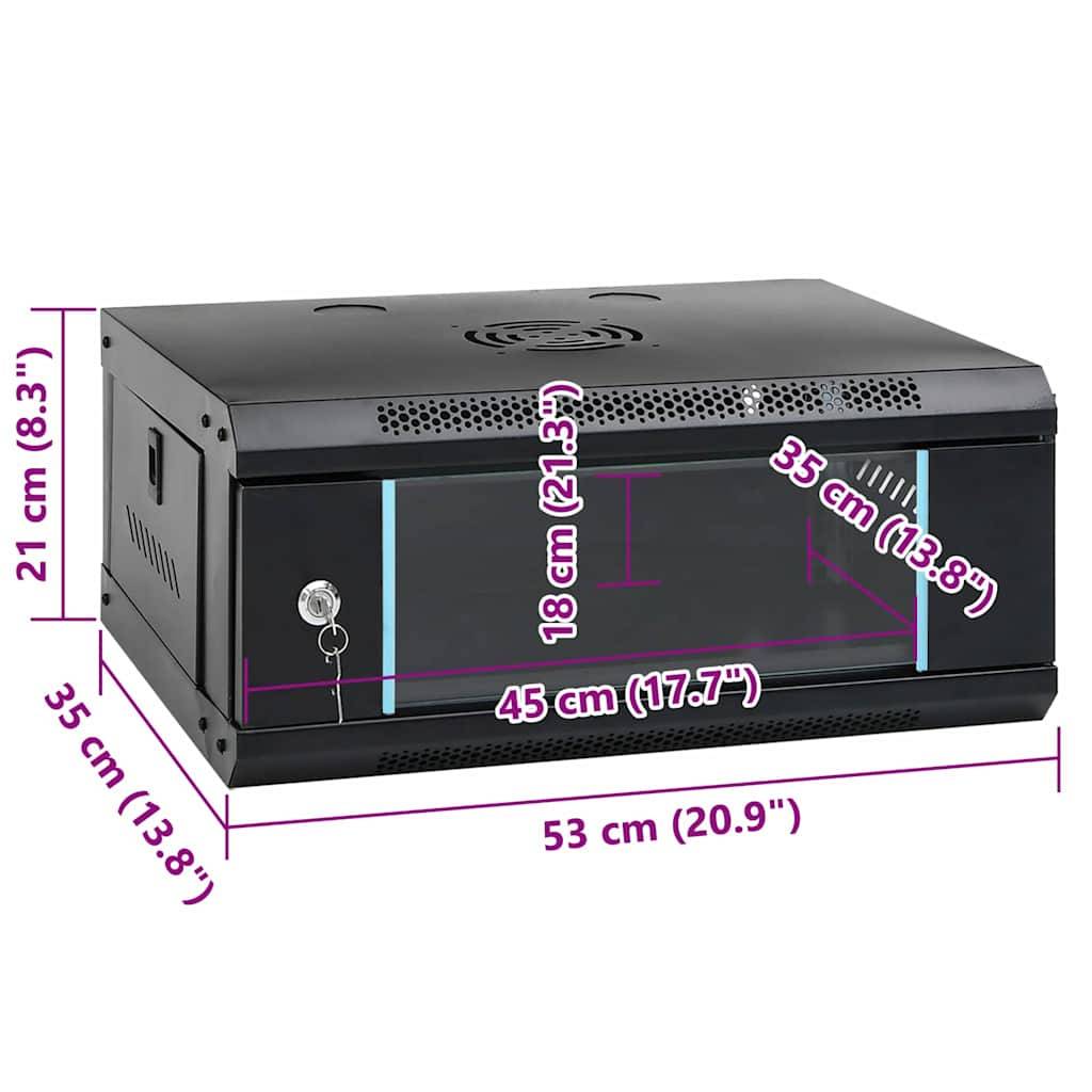 vidaXL Netzwerkschrank mit Speicher Schwarz 53 x 35 x 21 cm Stahl