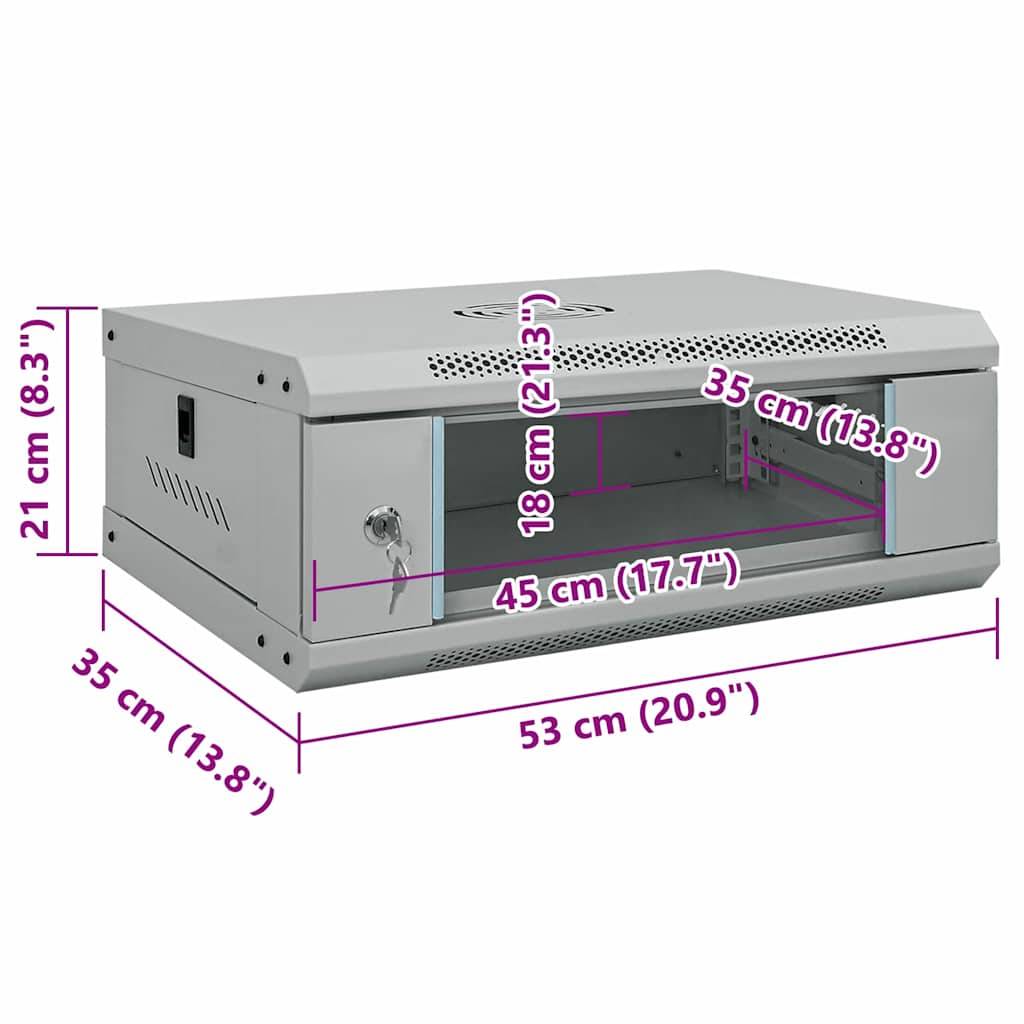 vidaXL Netzwerkschrank mit Speicher Grau 53 x 35 x 21 cm Stahl