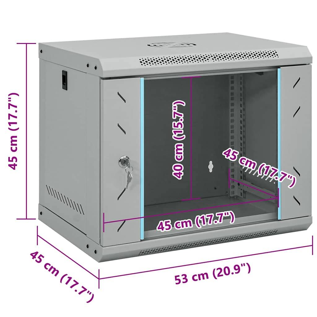 vidaXL Netzwerkschrank mit Speicher Grau 53 x 45 x 45 cm Stahl