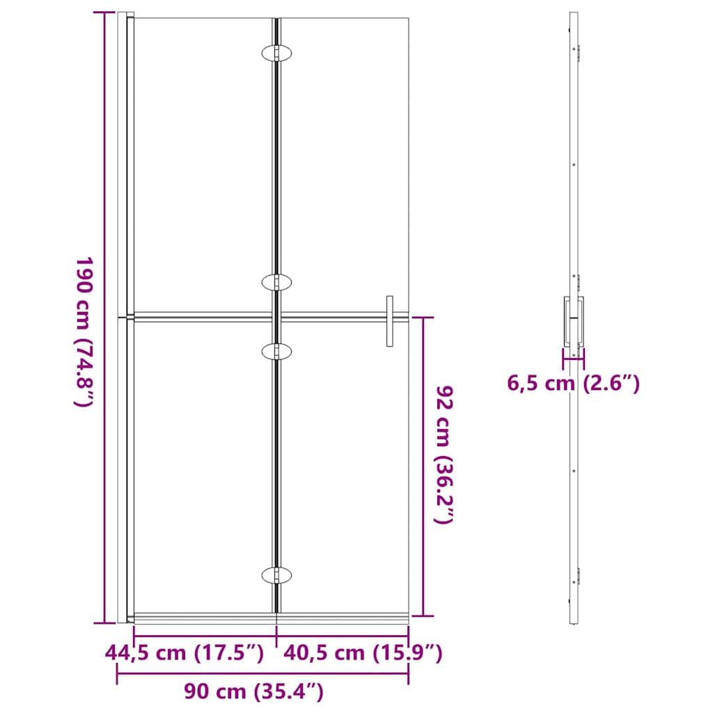 vidaXL Walk-In Duschwand Schwarz 90 x 6.5 x 190 cm