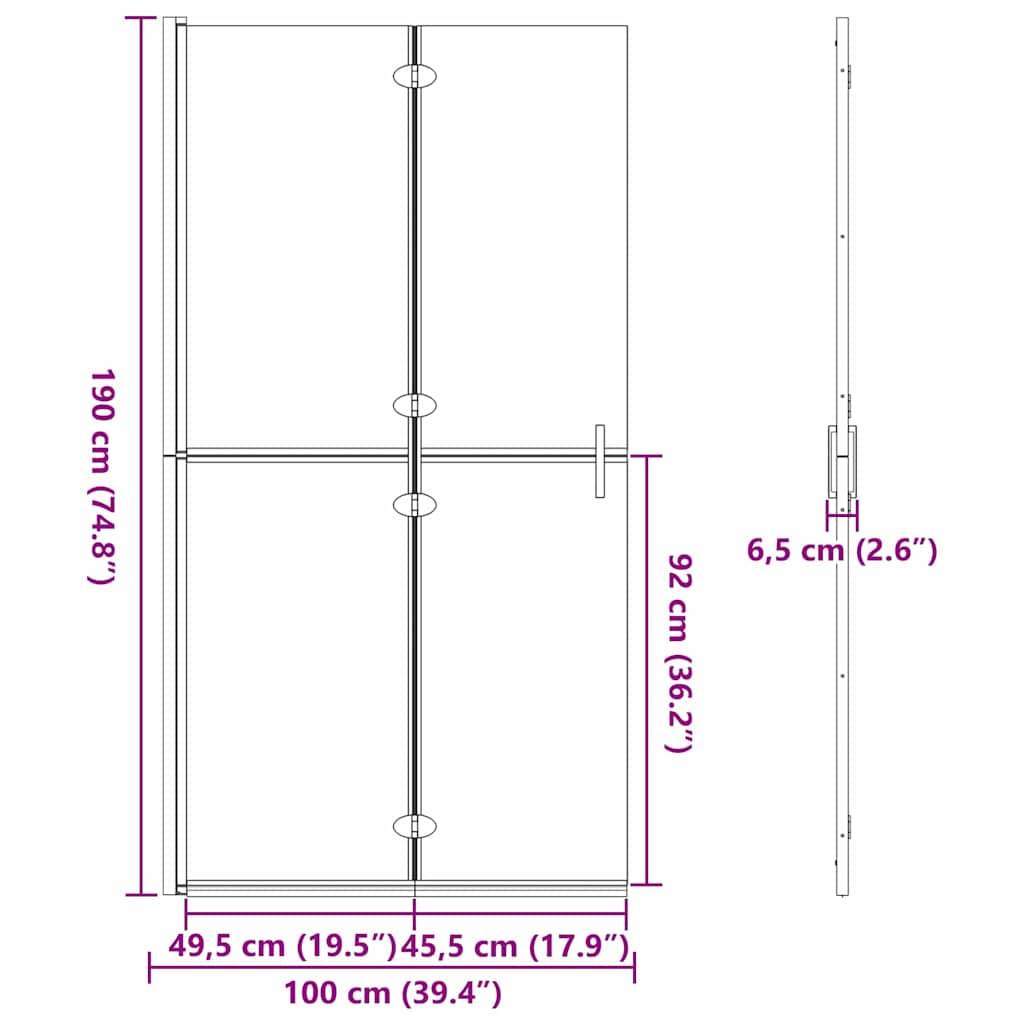 vidaXL Walk-In Duschwand Schwarz 100 x 6,5 x 190 cm