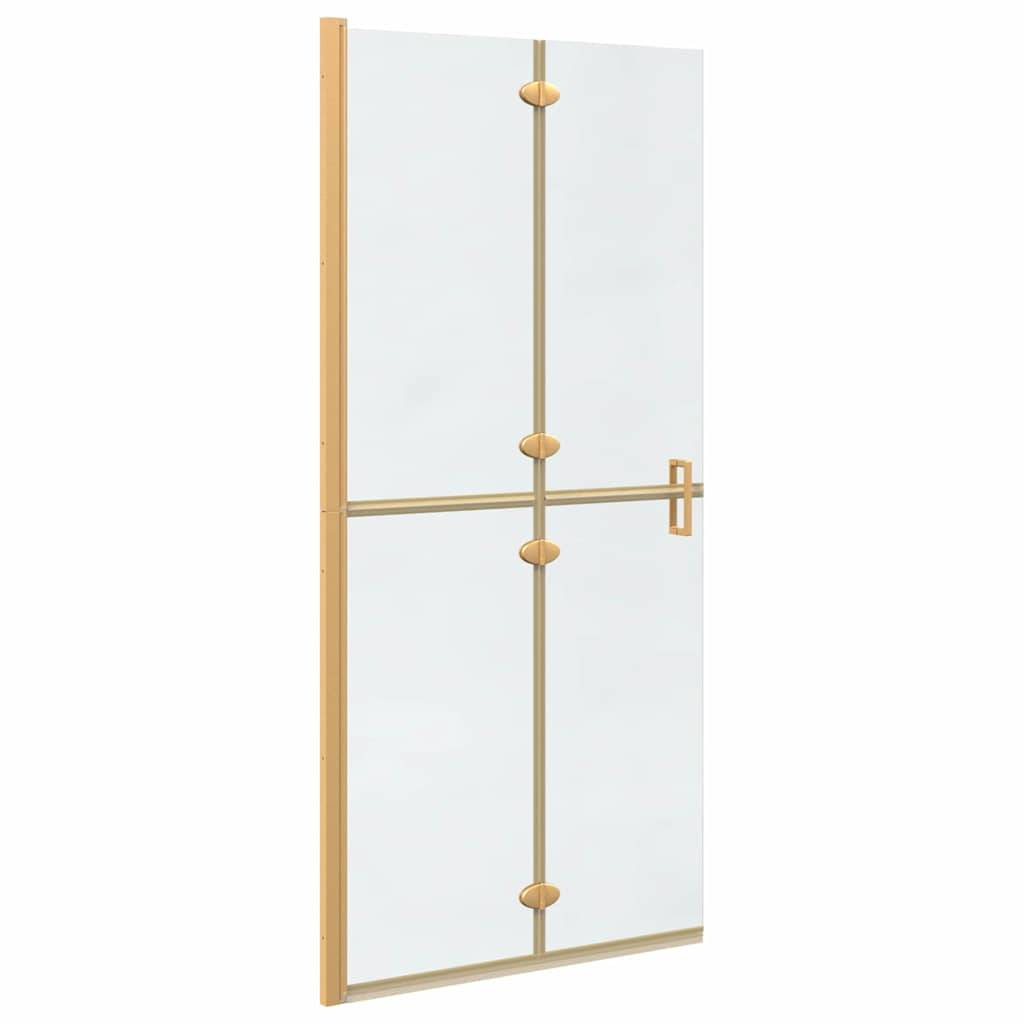 Eine hohe, schmale Glastür mit einem Holzrahmen und einem einfachen Metallgriff, versehen mit vertikalen und horizontalen Metallakzenten als Dekoration.
