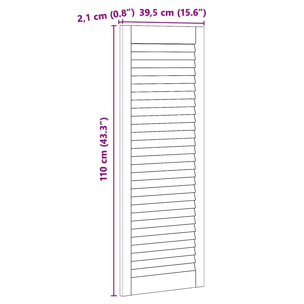 Lamellenpaneel mit Abmessungen: Höhe 110 cm (43,3 Zoll), Breite 39,5 cm (15,6 Zoll), Tiefe 2,1 cm (0,8 Zoll).