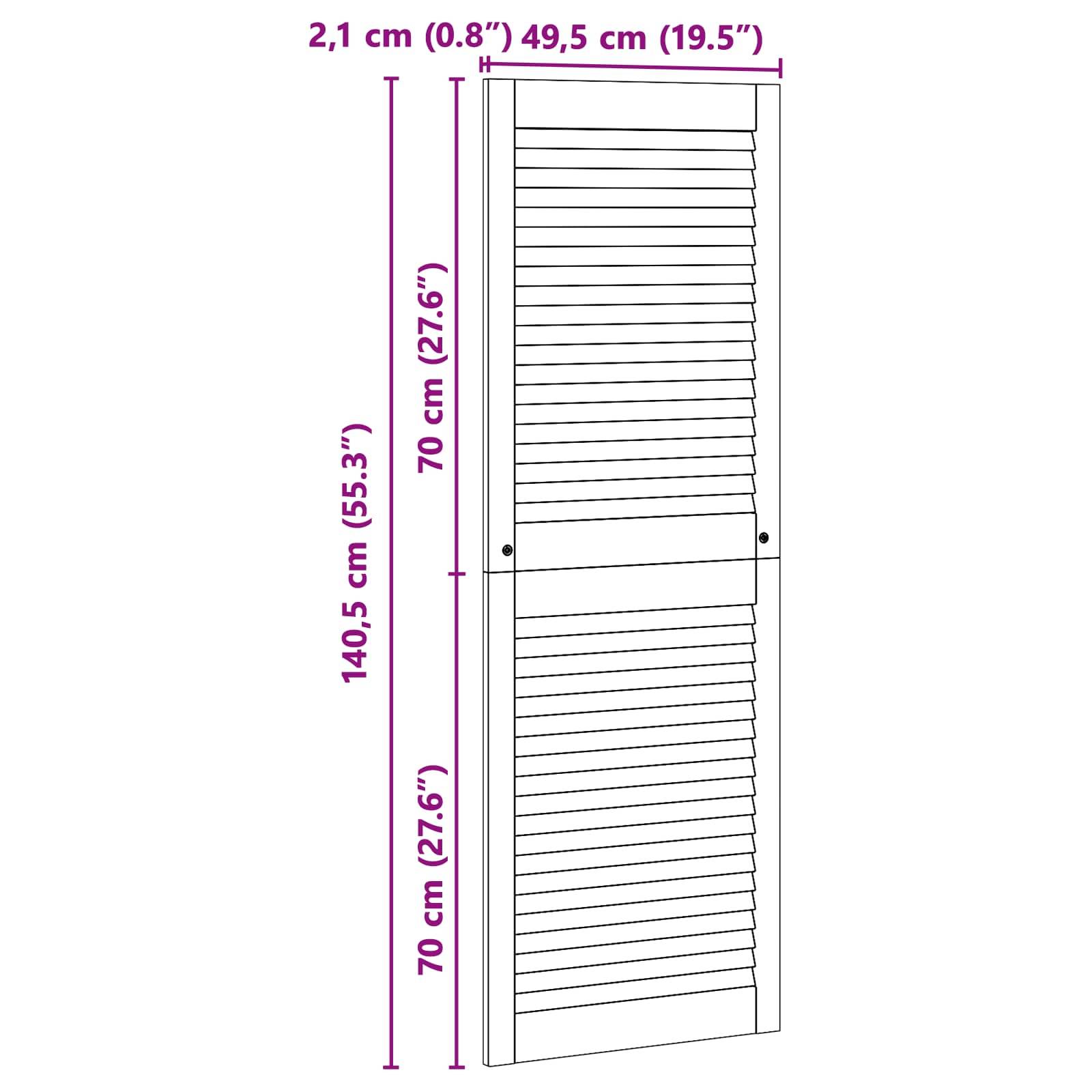 Lamellentür mit Maßen: Höhe 140,5 cm (55,3