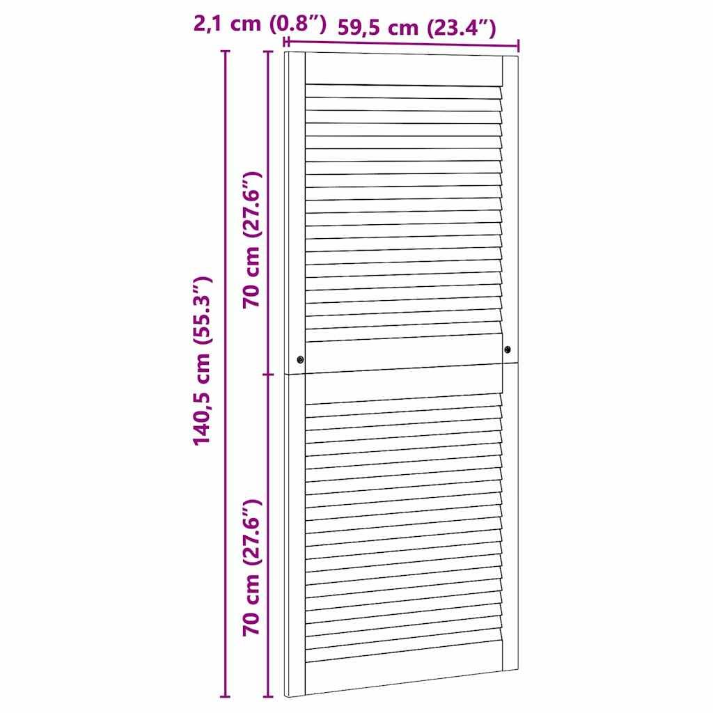 vidaXL Schranktür Natur 140,5 x 2,1 x 59,5 cm Massives Kiefernholz